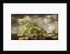 A dismasted ship in a rough sea by Bonaventura Peeters the Elder