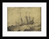 A Dutch ship in a stormy sea by Experiens Sillemans