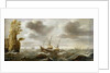 Dutch ships in a rough sea by Cornelisz Verbeecq