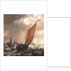 A Dutch ferry boat before a breeze by Simon de Vlieger