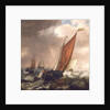 A Dutch ferry boat before a breeze by Simon de Vlieger