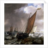 A Dutch ferry boat before a breeze by Simon de Vlieger