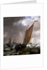 A Dutch ferry boat before a breeze by Simon de Vlieger