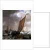 A Dutch ferry boat before a breeze by Simon de Vlieger