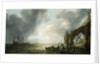 Dutch men-of-war off a craggy coast by Simon de Vlieger
