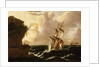 A Dutch ship in a storm by Matthieu van Plattenberg