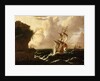 A Dutch ship in a storm by Matthieu van Plattenberg