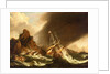 A fleet of East Indiamen at sea by Matthieu van Plattenberg