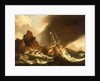 A fleet of East Indiamen at sea by Matthieu van Plattenberg