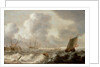 Dutch ships in a rough sea by Pieter van der Croos