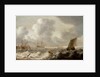 Dutch ships in a rough sea by Pieter van der Croos