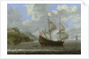 An English ship running towards a rocky coast by Tobias Flessiers