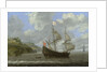 An English ship running towards a rocky coast by Tobias Flessiers