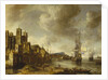 Dutch ships in a Mediterranean harbour by Johannes Beerstraaten