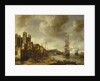 Dutch ships in a Mediterranean harbour by Johannes Beerstraaten