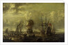 Dutch men-of-war and fishing boats in harbour by C.W. Monogrammist