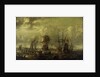 Dutch men-of-war and fishing boats in harbour by C.W. Monogrammist