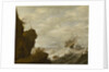 A Dutch ship in a breeze off a rocky coast by Pieter Mulier