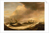 Ships in a heavy sea running before a storm by Pieter Mulier