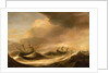 Ships in a heavy sea running before a storm by Pieter Mulier