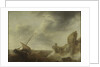 A small vessel beating off a rocky coast by Jacob Adriaensz Bellevois