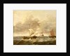A fishing pink running past a jetty by Gerrit Battem