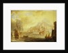 Ships at anchor off a mediterranean harbour by Pieter van den Velde
