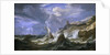 A ship wrecked in a storm off a rocky coast by Pieter Mulier