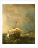 An English ship in a gale trying to claw off a lee shore by Willem Van de Velde the Younger