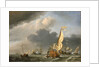 A states yacht in a fresh breeze running towards a group of Dutch ships by Willem Van de Velde the Younger