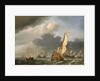 A states yacht in a fresh breeze running towards a group of Dutch ships by Willem Van de Velde the Younger