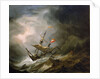 A mediterranean brigantine drifting onto a rocky coast in a storm by Willem Van de Velde the Younger