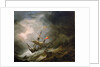 A mediterranean brigantine drifting onto a rocky coast in a storm by Willem Van de Velde the Younger