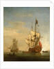 Calm: an English sixth-rate firing a salute by Willem Van de Velde the Younger