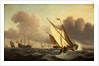 A kaag going to windward in a fresh breeze by Willem Van de Velde the Younger