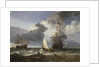 A smalschip with two Dutch East Indiamen coming to anchor by Hendrik-Jacobsz Dubbels