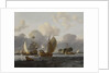 A Dutch yacht before the wind in a harbour by unknown