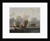 A Dutch yacht before the wind in a harbour by unknown