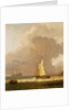 A kaag leaving the shore in stormy weather by Ludolf Bakhuizen