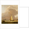 A kaag leaving the shore in stormy weather by Ludolf Bakhuizen