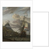 A Dutch ship entering a mediterranean port by Abraham Storck