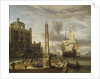 A Venetian pilgrim ship in an Italian port by Abraham Storck