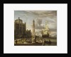 A Venetian pilgrim ship in an Italian port by Abraham Storck