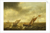 Fishing boats in a shallow sea by Jan Jacobsz van der Croos