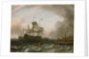 Dutch men-of-war off a jetty by Jan Claesz Rietschoof