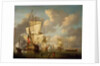 An English man-of-war and yachts in a calm by unknown