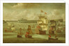 A ship flying the Royal Standard with other vessels by Isaac Sailmaker