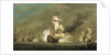 A battle between English and Dutch ships by Robert Woodcock