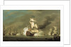 A battle between English and Dutch ships by Robert Woodcock