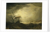 Ships driving onto a rocky shore in a heavy sea by Cornelis van de Velde